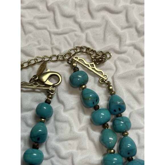 chicos necklace Southwestern Boho chic Turquoise faux Tiger’s Eye Chunky Beads - Picture 12 of 16